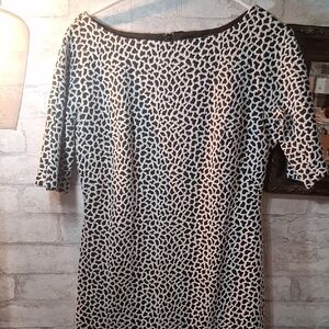 Maggy London Monochrome Patterned Dress Small 3/4 sleeve